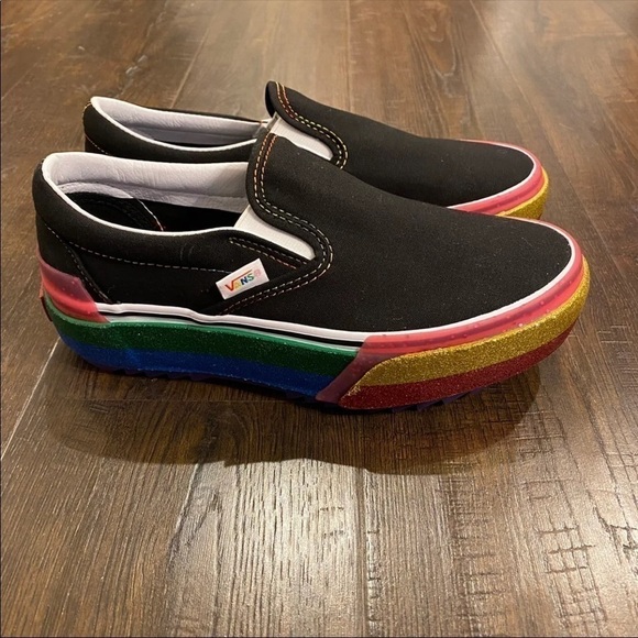 VANS Classic Slip-on Stacked Platform Rainbow Sneaker Size 6 Women - Picture 4 of 9